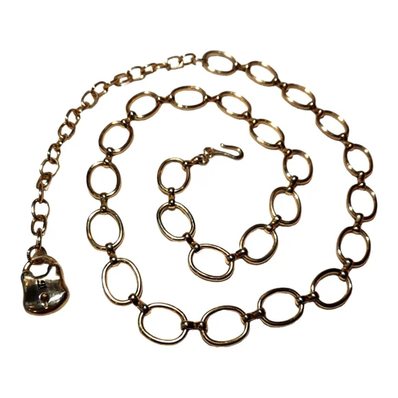 LC GOLD TONE WEIGHTY GLAM STREETWEAR CHAIN BELT - Picture 1 of 2